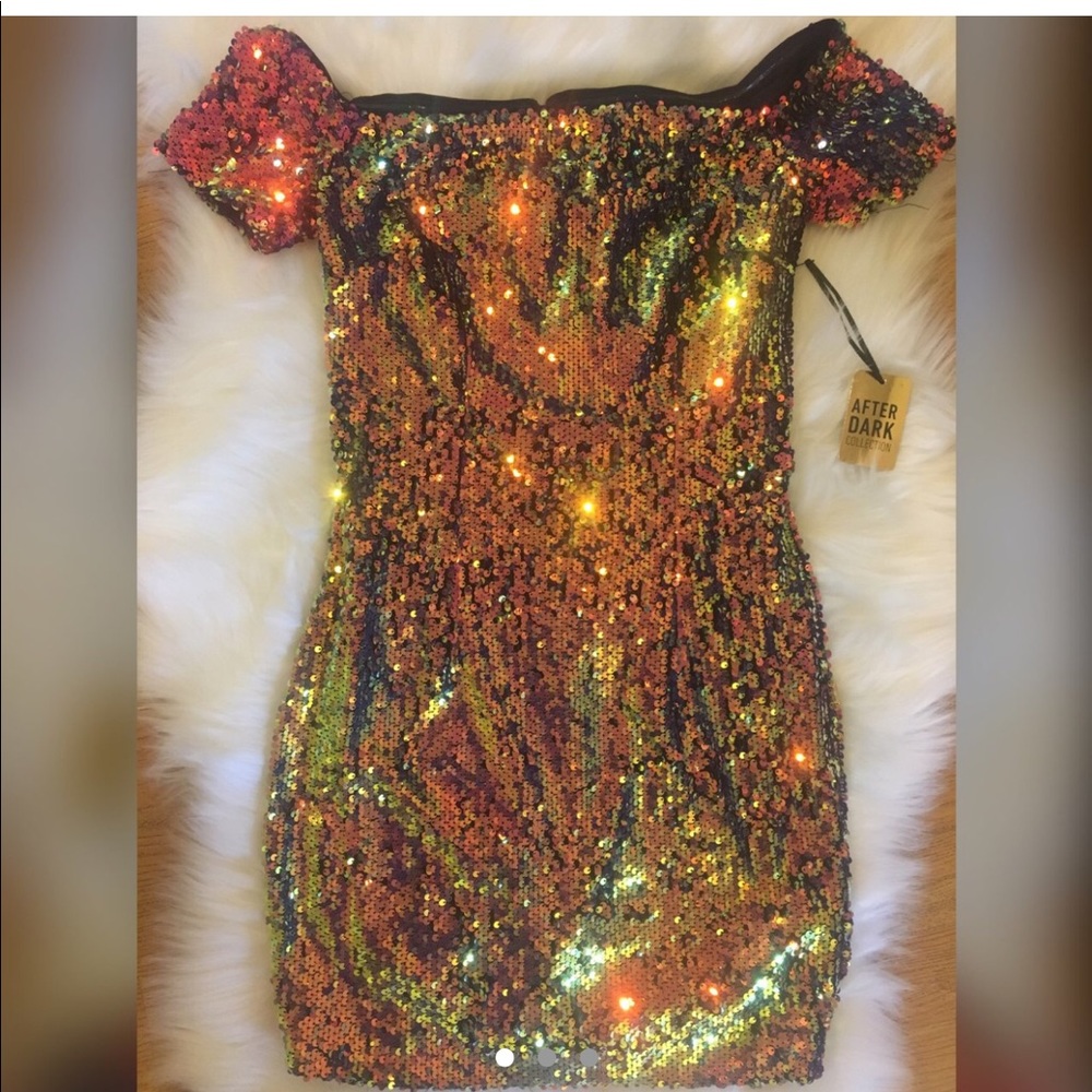 Sequin off shoulder dress